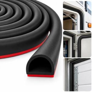 Silicone D Shape Weather Stripping Rubber Seal, 40FT Self Adhesive Weather Stripping for Boat, Auto, RV, Marine, Garage Doors/Window 40Feet