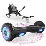 MEGA MOTION Hoverboard Go Kart, Hoverboards with Hoverkart for kids, 6.5 Inch Two-Wheel Self Balancing Hoverboard with Bluetooth Speaker, with LED Lights, Gift for Children and Teenager