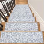 Lahome Carpet Stair Treads Non Slip Backing, 4 Pack 8" X 30" Stair Treads for Wooden Steps Indoor, Soft Washable Stairway Stair Runners Oriental Staircase Rugs for Kids Pets Elders(4pc, Grey)