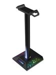 Oversteel - Stellite Gaming Headset Stand, 10 RGB Backlighting Modes, Anti-Slip Base, USB, Black