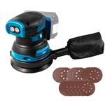 5" Cordless Random Orbital Sander Compatible with Mak-ita 18v Battery,Brushless, 3-Speed (7000/9500/11000 RPM), Dust Bag Included, 20 Sanding Discs for Woodworking Polishing Sanding