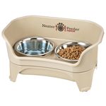 Neater Feeder Express Elevated Dog Bowls by Neater Pet Brands – Dog Bowls with Stand - Stainless Steel Food and Water Bowls – Raised Dog Bowl Set for Medium to Large Dogs, Almond