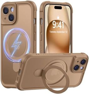 MOCCA Design for iPhone 15 Case with Magnetic Invisible Stand [Full Camera Protection] [Compatible with Magsafe] Military Drop Shockproof Translucent Matte Phone Case Cover 6.1",Brown