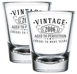 Vintage 2006 Printed 2pk 1.75oz Shot Glasses - 18th Birthday Gifts for Women Men - Cheers to 18 years old - 18th decorations for her him - Best Engraved Whiskey Bourbon Gift ideas - Boys Girls 2.0