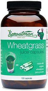 Organic Wheatgrass Juice Powder Capsules by Sproutman - 100% Pure Wheatgrass - Aids Digestion - High in Vitamins, Antioxidants, Chlorophyll, Enzymes, Minerals & Energy (150 Pills)