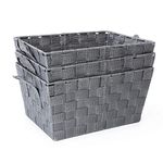 Ehc Storage Baskets set of 3, Storage baskets for shelves, Storage Boxes Storage Organiser Hamper Basket, Grey