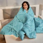 SleepyCat Luxurious All Season Reversible Printed Comforter - 200 TC | Hotel Like Feel with Down Alternative Lightweight Microfiber Fill, Double Size 90x100 Inches (Mist Stripe)