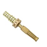 HYGROW Solid BRASS Water Spray 2-in-1 Nozzle, DUAL PURPOSE, Fits all 3/4" and 1/2" hoses of all thickness, Adjustable Water Jet Spray Gun, High Pressure washing, 2-in-1 Nozzle+Clamps