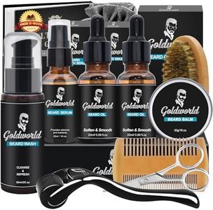 Beard Grooming Kit with Oil, Balm, and Accessories