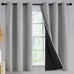 Grey Full Shade Curtain Panels, Thermal Insulated & Energy Efficiency Window Draperies for Guest Room, Full Blackout Curtains & Drapes for Shift Worker and Light Sleepers, W42 x L63 Inch, Light Grey