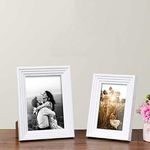 Art Street Table Photo Frame/Picture Frame for Desk (Photo Size 5"X7" & 4"X6") Photo Gift/Love Gift - (Set of 2- White)