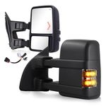 SIZIOM Towing Mirrors for 1999-2016 Ford F250 F350 F450 F550 Super Duty & 2000-2005 Ford Excursion Tow Mirrors with Turn Signal Light Arrow Light Running Light Power Glass (Smoke Lens)