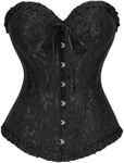 WHIPPY Women's Bustier Corset Tops for Women Lace Up Boned Overbust Bustier Shapewear Lingerie Top Waist Training Corset Black X-Small