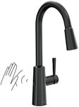 Moen Riley Matte Black Motionsense Wave Sensor Touchless One Handle Pulldown Kitchen Faucet Featuring Power Clean, 7402EWBL