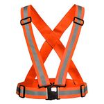 Weston9x High Visibility Protective Safety Reflective Vest Belt Jacket, Night Cycling Reflector Strips Cross Belt Stripes Adjustable Vest - Orange