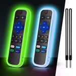 ONEBOM Roku Remote Cover-（2 Pack） Battery Cover for TCL Roku Smart TV Steaming Stick Remote, Silicone Roku tv Remote Case Glow in The Dark （All Can Glow）