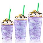 3 Pack Iced Coffee Cup Sleeve for Large Sized Cups, Reusable Neoprene Iced Coffee Cup Holder for Hot Cold Drinks, Compatible with Starbucks, Dunkin Donuts, and More