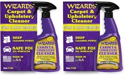 Wizards Carpet and Upholstery Cleaner - Fabric Cleaner Spray Solution for a Fresh & Clean Car - Pet Stain & Smell Remover and Natural Carpet Cleaner - Made in USA - 22 oz (Pack of 2)