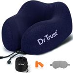 Dr Trust USA Travel Neck Rest Pillow for Airplanes, Memory Foam Air Travelling Head Rest Support for Adults Flights Accessories Orthopedic Aircraft Pillow Recommended for Neck Pain -358