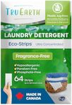 Tru Earth Eco-Strips Laundry Detergent (Fragrance-Free, 64 Loads) - Eco-friendly Ultra Concentrated Hypoallergenic Compostable & Biodegradable Plastic-Free Laundry Detergent Sheets