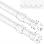 2PCS Tension Rods for Net Curtains Easy Use Net Curtain Rods Extendable Spring Loaded Tension Rod for Kitchen, Bathroom, Wardrobe, Window, Diameter: 13mm(30-45CM/11.8-19.7Inch,White)