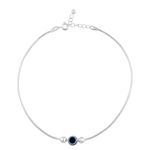 I JUELS ; LIVE THE EMOTIONS Pure 925 Silver Evil Eye Ball Anklet Payal for Women (1PC) (10 inch + extention) With Cerificate of Authenticity