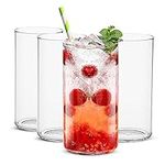 Thin Highball Glasses Set of 4,19oz Cocktail Glass Set,Tall Drinking Glasses for Water,Juice,Milk,Cocktails,Beer and More,Elegant Bar Glassware,Lead-Free Pint Glasses,Glass Drink Tumblers (19 OZ)