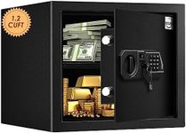 Tenamic Fireproof Safe Box 1.2 Cuft Electronic Digital Security Box, Keypad Small Lock Box Cabinet Safes with Internal Light, Solid Alloy Steel Office Hotel Home Safe with 2 Passwords, Black