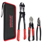 WISEUP 3Pcs Bolt Cutter Pliers Set, 14" Heavy Duty and 8" Mini Bolt Cutter, 8" Wire Rope Cutter with Carrying Bag, Easily Cutting Locks,Steel Barbed Wire, Chains