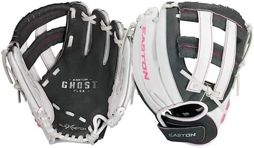 Easton | GHOST FLEX Youth Softball Glove | Right Hand Throw | 10" | Grey/White/Pink