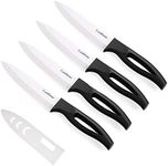 Ceramic Knife 5Inch Fruit Knife Set 4-Piece with Knife Sheaths for Cheese, tomatoes, potatoes, vegetables, fruits, fleshless (black)