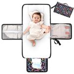 Lekebaby Portable Nappy Changing Mat Travel Baby Change Mat with Wipe-Pocket and Head Cushion, Color Bar