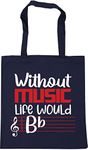 Hippowarehouse Life Without Music Would B Flat pun Tote Shopping Gym Beach Bag 42cm x38cm, 10 litres