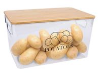 Xbopetda Potato Storage Box with Lid, Vegetable Storage for Kitchen Coutertop, Transparent Acrylic Potato Storage Container, Stackable Potato Box, Pantry Organiser Storage for Potatoes, Onions (Clear)