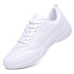 DADAWEN Women's Girls' Sport Dance Cheerleading Shoes Fashion Sneakers Size 13 M US Little Kid White 2