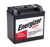 Energizer TX14L AGM Motorcycle 12V Battery, 200 Cold Cranking Amps and 12 Ahr. Replaces: YTX14L-BS and others, Black