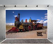 Yeele 7x5ft Classic Steam Train Photo Backdrops Vinyl Vintage Railroad Tracks Railway Engine Locomotive for Adults Baby Portraits Party Decoration Photoshoot Video Booth Studio Props