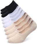 Pareberry Women's Thick Cushion Cotton Athletics Casual Low Cut Flat Non-Slip Boat Liner No Show Socks-5/10 Pack (US, Alpha, Medium, Regular, Regular, Z10-(Black+White+Beige)-10 Pack)