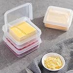 SHZMJL 3Pcs Sliced Cheese Container for Fridge With Flip Lid,Stackable Food Storage Organizer for Fridge, Butter Block Cheese Slice Storage Box,Vegetable and Fruit Fresh-Keeping Box