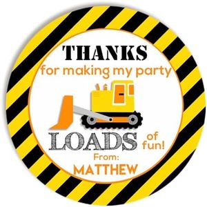 Custom & Personalized Construction Site Birthday Party Sticker Labels, 40 2" Party Circle Stickers by AmandaCreation, Great for Party Favors, Envelope Seals & Goodie Bags