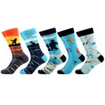 WeciBor Mens Dress Colorful Novelty Funny Socks, 5 Pack Multicolor Fishing, Size 7-12