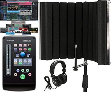 PreSonus Faderport USB Production Controller with Download for Studio Magic Plug-in Suite Software + and Microphone Isolation Shield and Professional Headphones