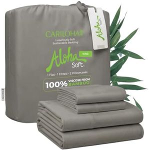 Cariloha Aloha Soft 100% Organic Bamboo Viscose Sheets – 4-Piece King Sheet Set – 16 in Deep Pockets – Buttery Soft, Hypoallergenic, Cooling Sheets – Oeko-TEX Standard 100 – Shade Gray