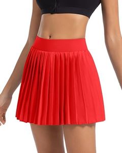 Betaven Pleated Tennis Skirts for Women with Shorts Lightweight Athletic Skorts High Waisted Golf Skirts for Running Casual,Dark Red,X-Large