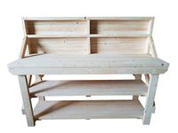 ACORN Wooden Workbench With Double Shelf and Back Panel - Handmade Heavy Duty Work Table - Made From Construction Grade Timber (5ft)