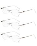 TERAISE Frameless Reading Glasses For Women With Blue Light Blocking,Fashion Diamond Cutting Rimless Eyeglasses(3.5X)