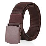 ZORO Men's Tactical Belt Nylon Military Style Webbing Belt with Plastic Buckle, brown color