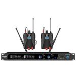 D Debra Audio PRO ER-202 UHF Dual Channel Wireless in Ear Monitor System with Monitoring Type for Stage, Recording Studio, Musicians, Monitoring (2 Bodypack with Transmitter)