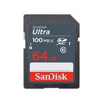 SanDisk Ultra 64GB SDXC Memory Card, up to 100MB/s, Class 10, Black/Grey