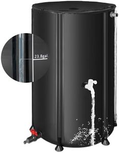 Rain Barrels to Collect Rainwater from Gutter - Rain Collection Barrel Water Barrel Rainwater Collection System Collapsible Rain Barrel Include Filter Two Spigots and Overflow Kit (100 Gallon, Black)